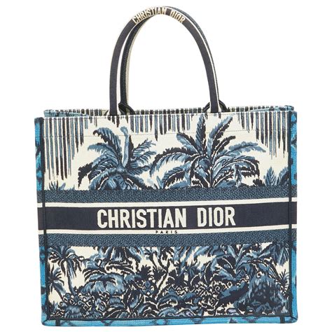 Dior Navy Blue/White Embroidery Canvas Large Palm Tree Book 